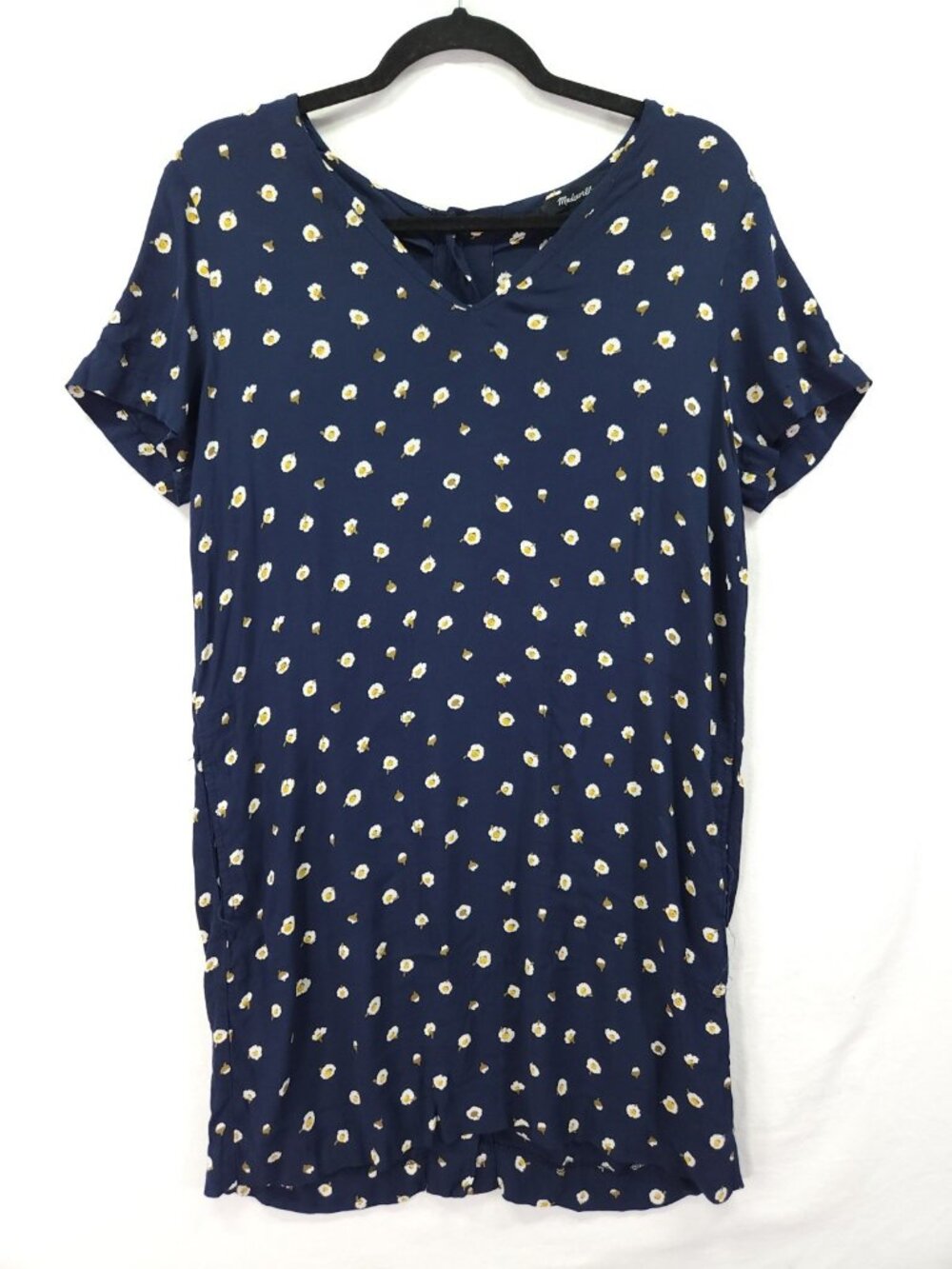 Madewell Womens Small Daisy Floral Button Back Shift Mini Tshirt Dress